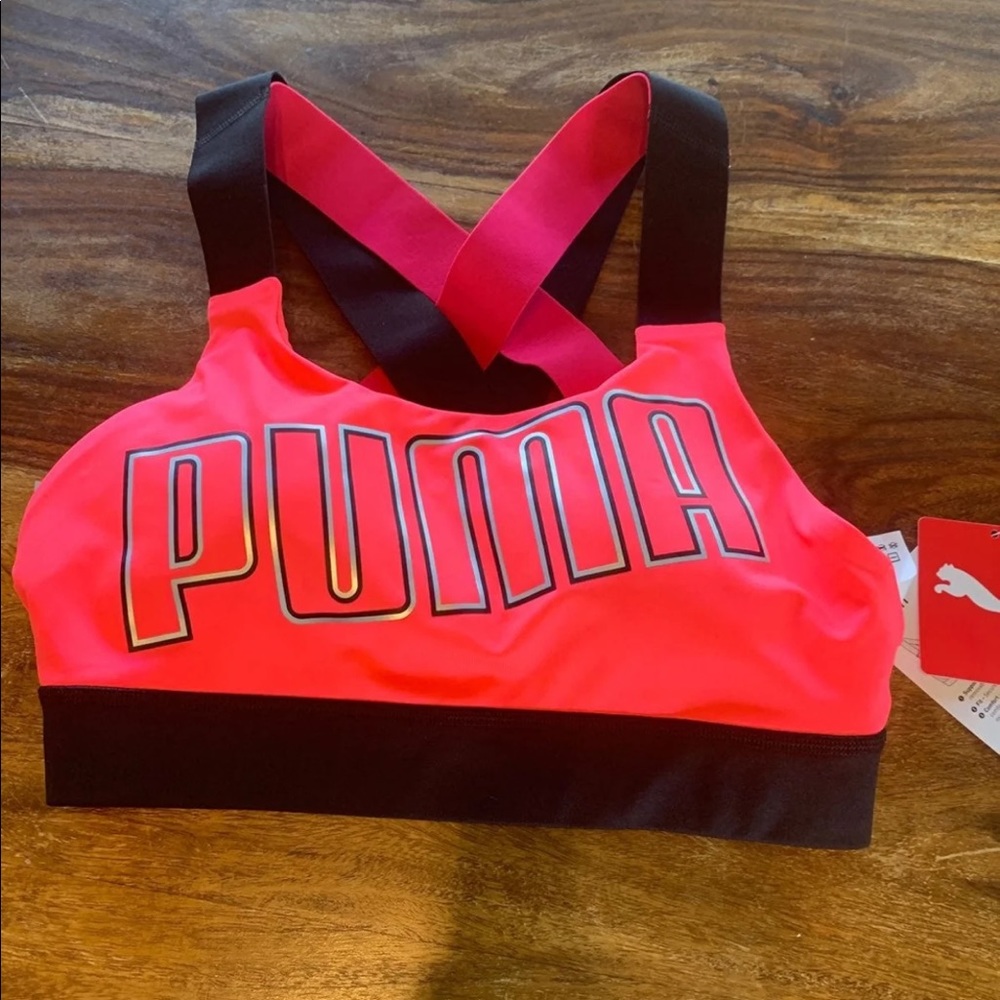 Neon puma sports bra size med